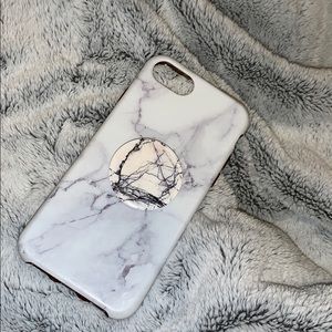 Iphone 7 marble case with popsocket